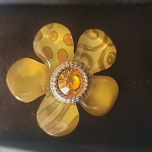 Monet Daffodil Citrine Brooch Vintage 90's in box